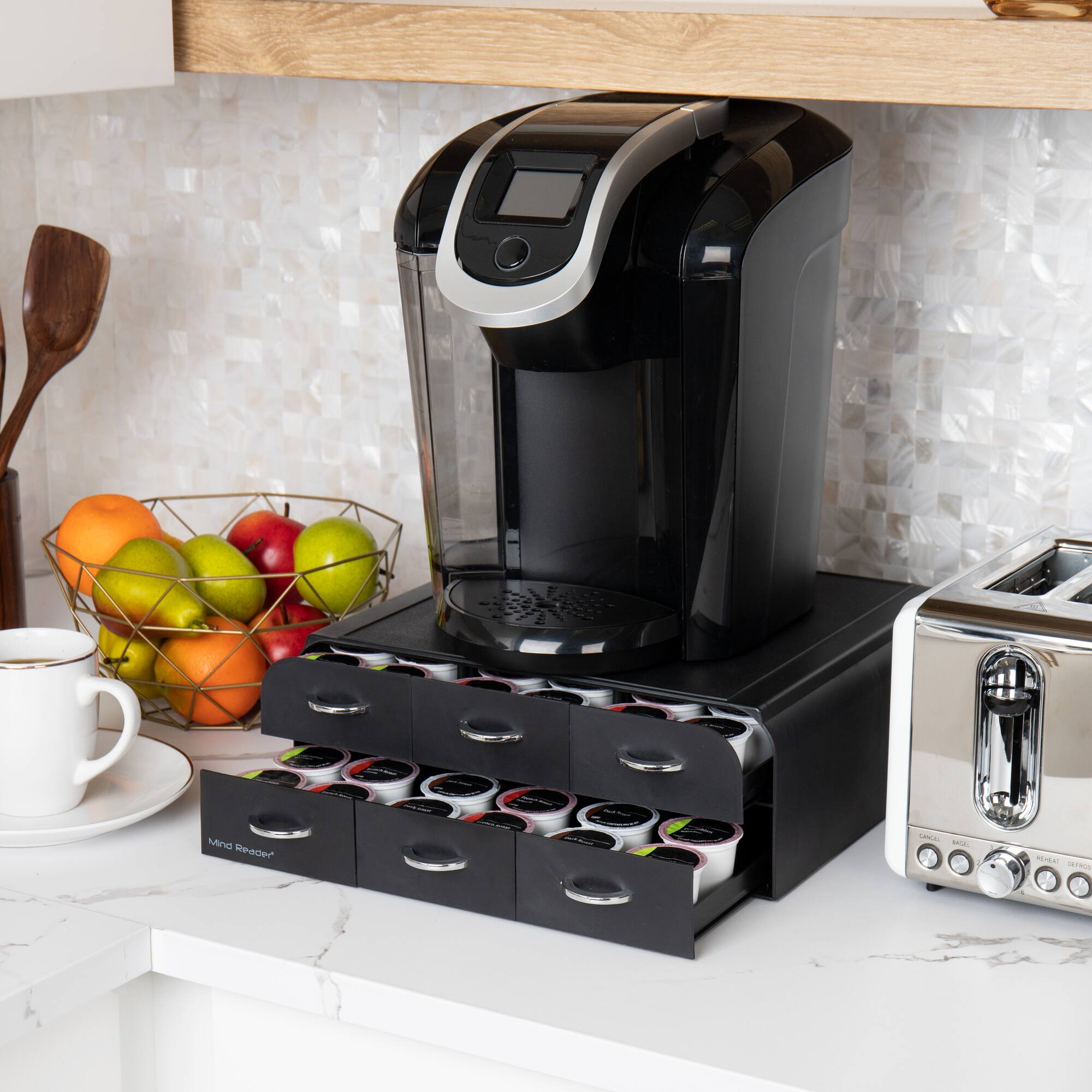 Mind Reader Anchor Collection Black 2-Tier 6-Drawer Single Serve Coffee Pod Organizer